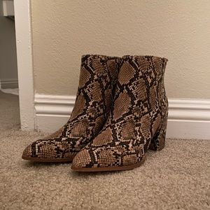 Snakeskin pattern booties